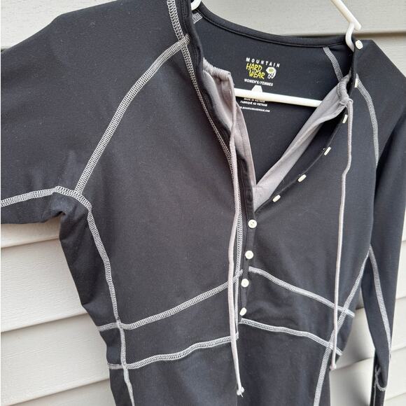 Mountain Hardwear size S Butter Button Up Long Sleeve Active Top - Black - Picture 8 of 9